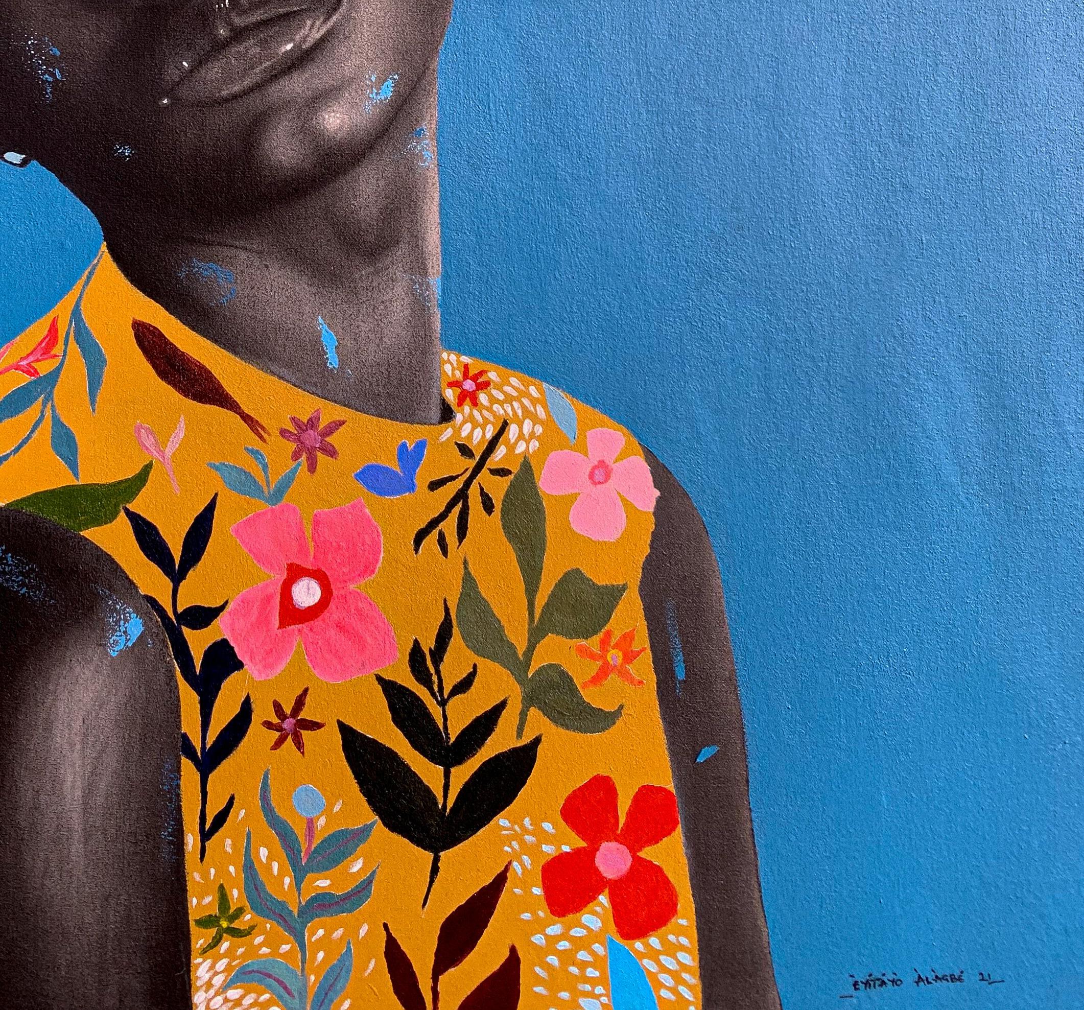 I wear my treasure 2 - Expressionist Painting by Eyitayo Alagbe 