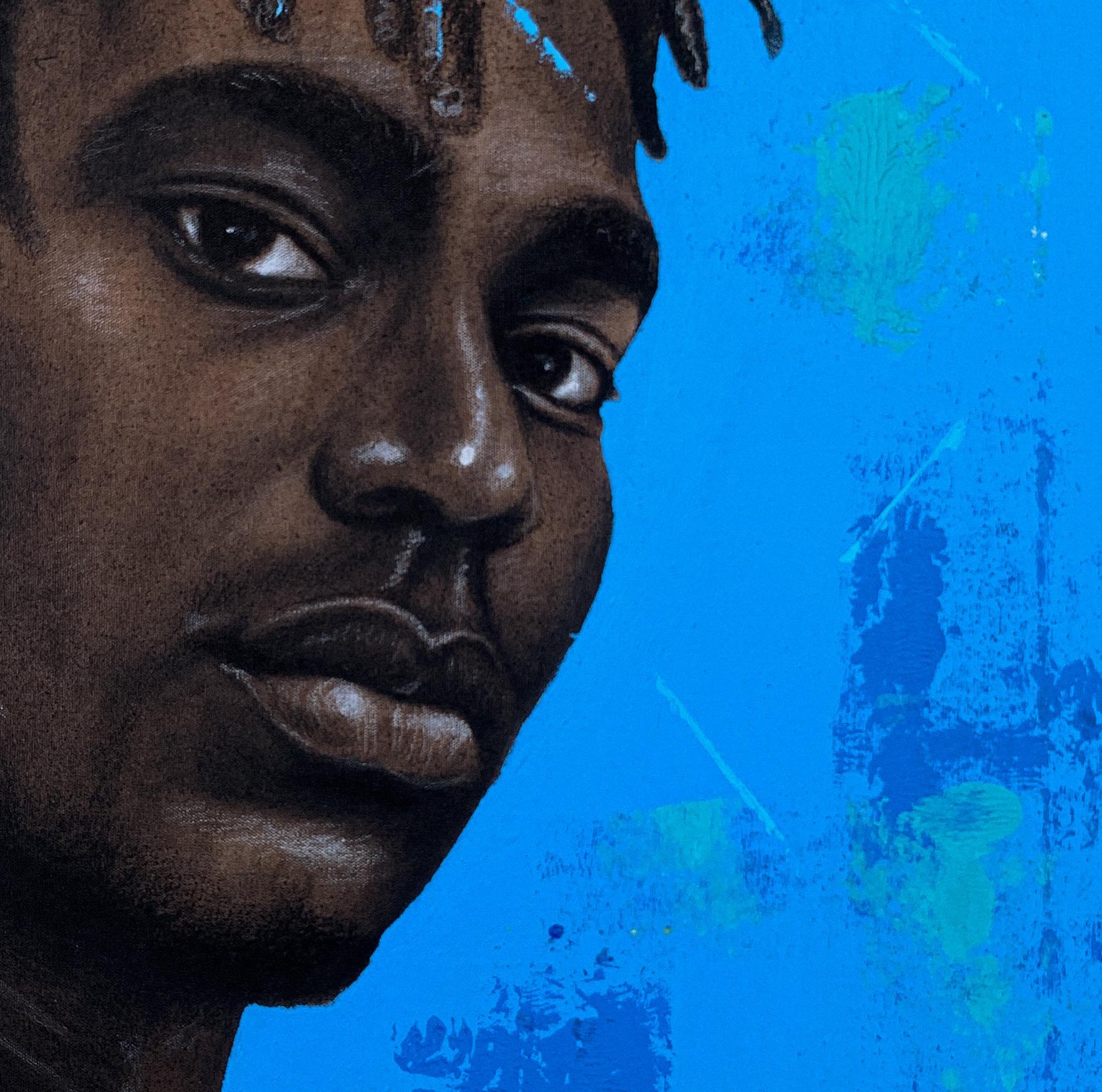 Sono diverso 3 - Portrait Painting Blu di Eyitayo Alagbe 