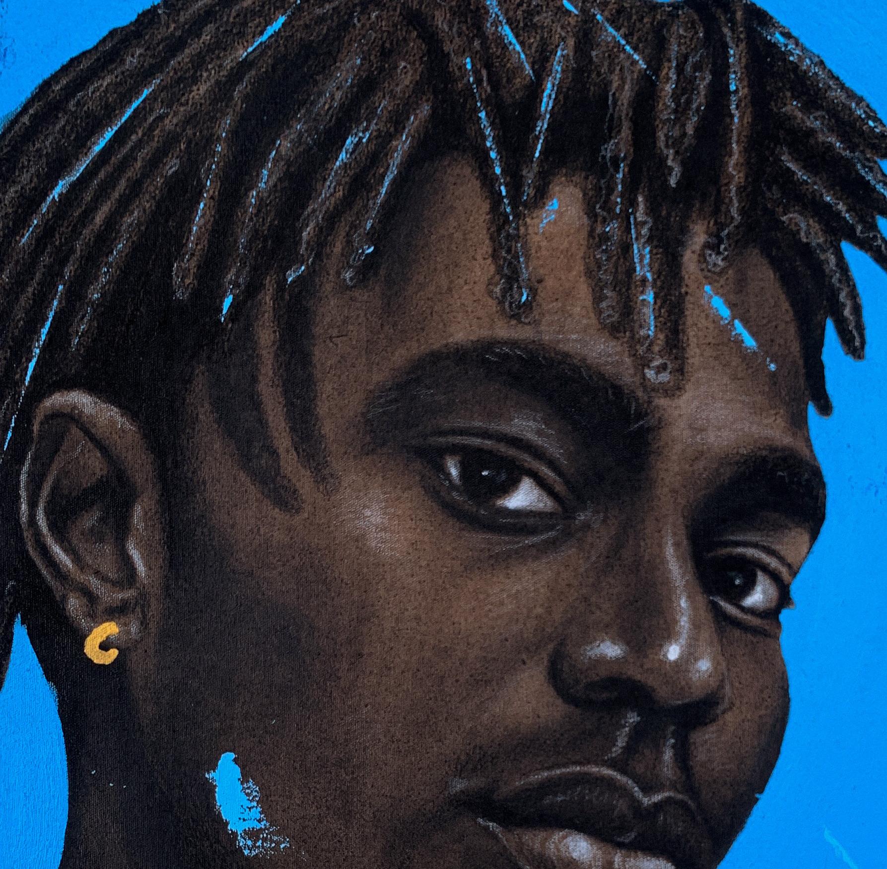 I’m Different 3 - Blue Portrait Painting by Eyitayo Alagbe 