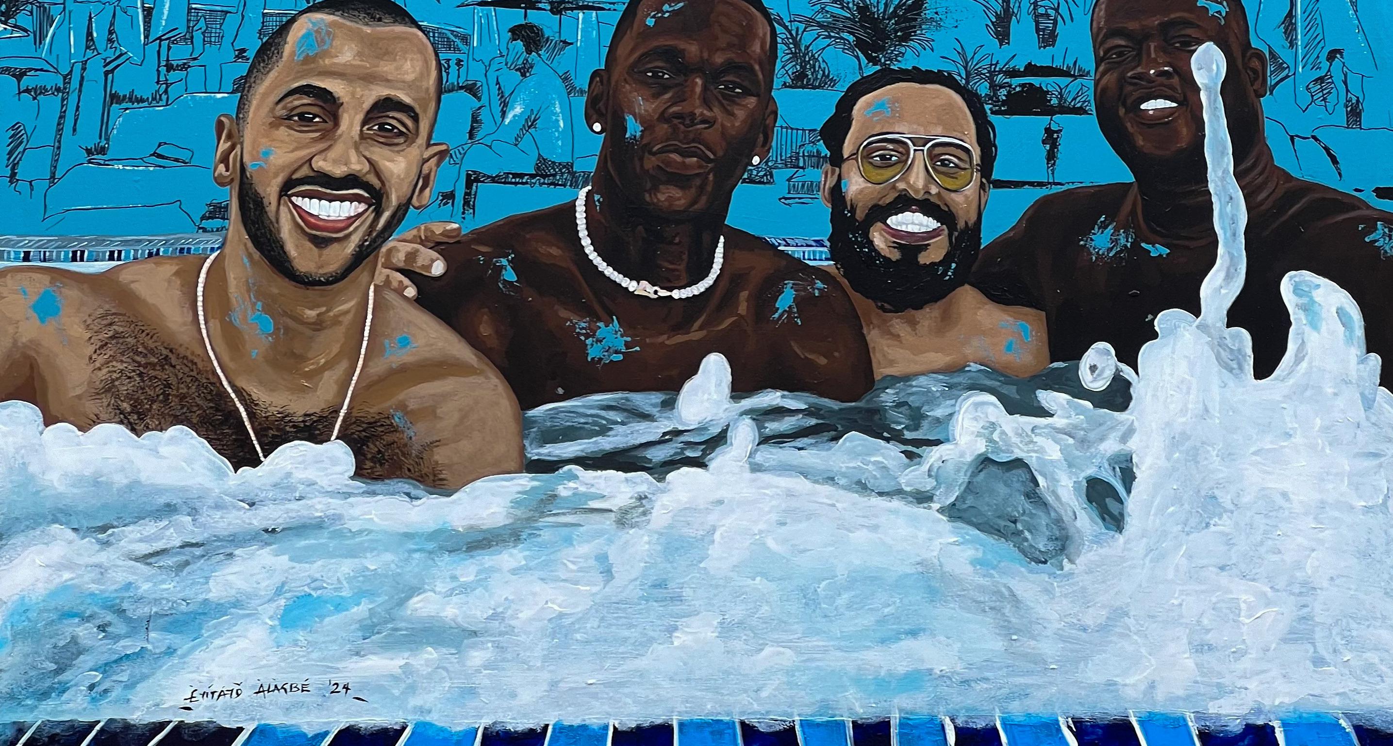 Me and My Guys 2 -21. Jahrhundert Zeitgenössisch, Figurativ, Mischtechnik, Entspannung im Angebot 1