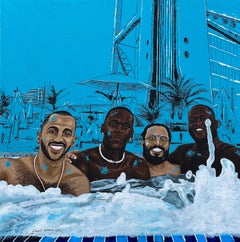 Me and My Guys 2 -21. Jahrhundert Zeitgenössisch, Figurativ, Mischtechnik, Entspannung