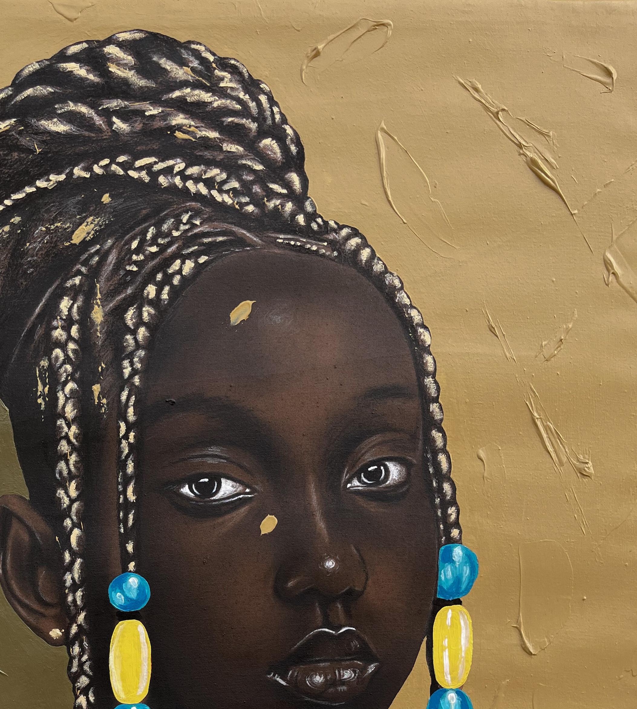 Portrait of Adefunke - Contemporary Painting by Eyitayo Alagbe 