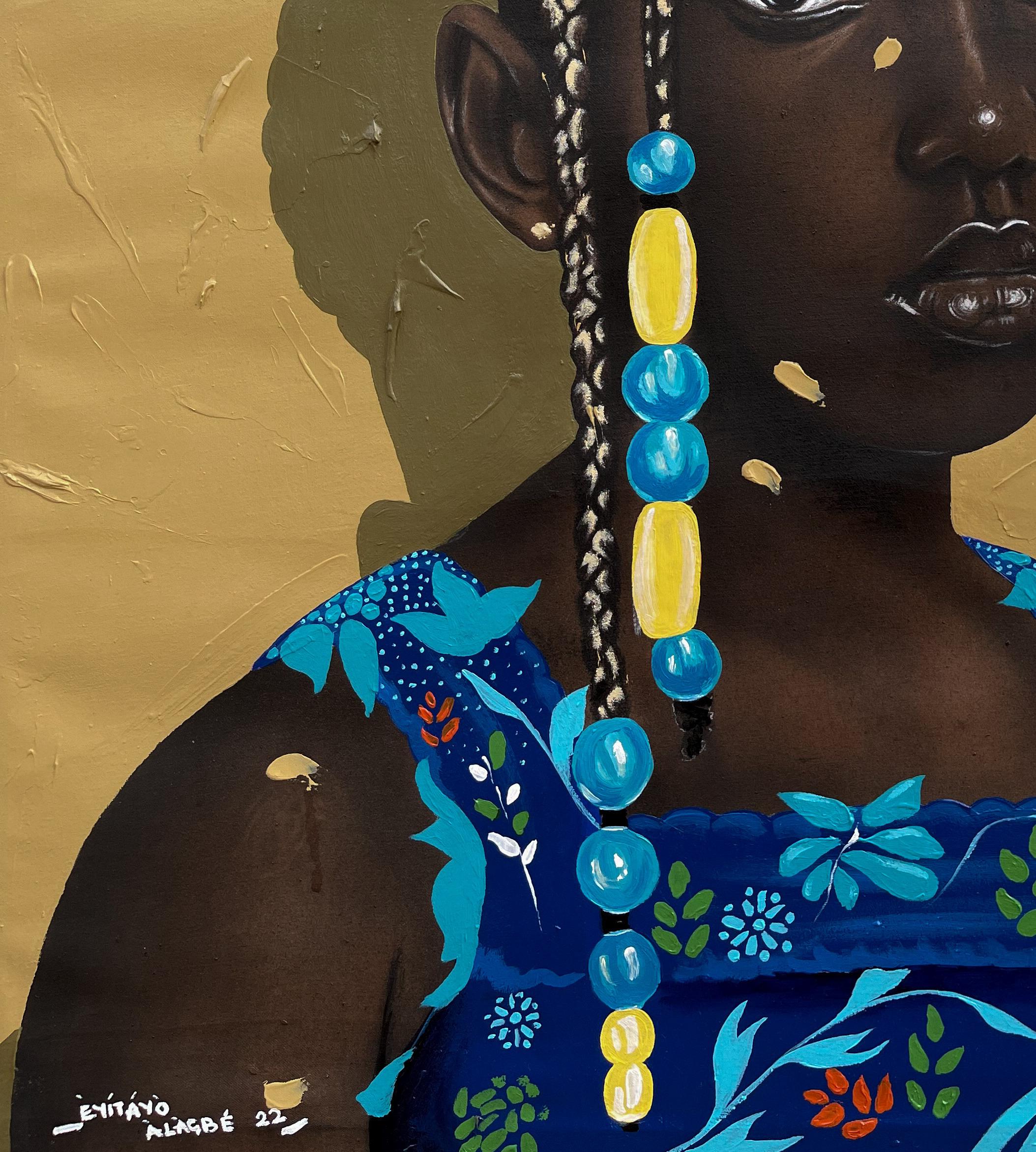 Portrait d'Adelaidefunke - Contemporain Painting par Eyitayo Alagbe 