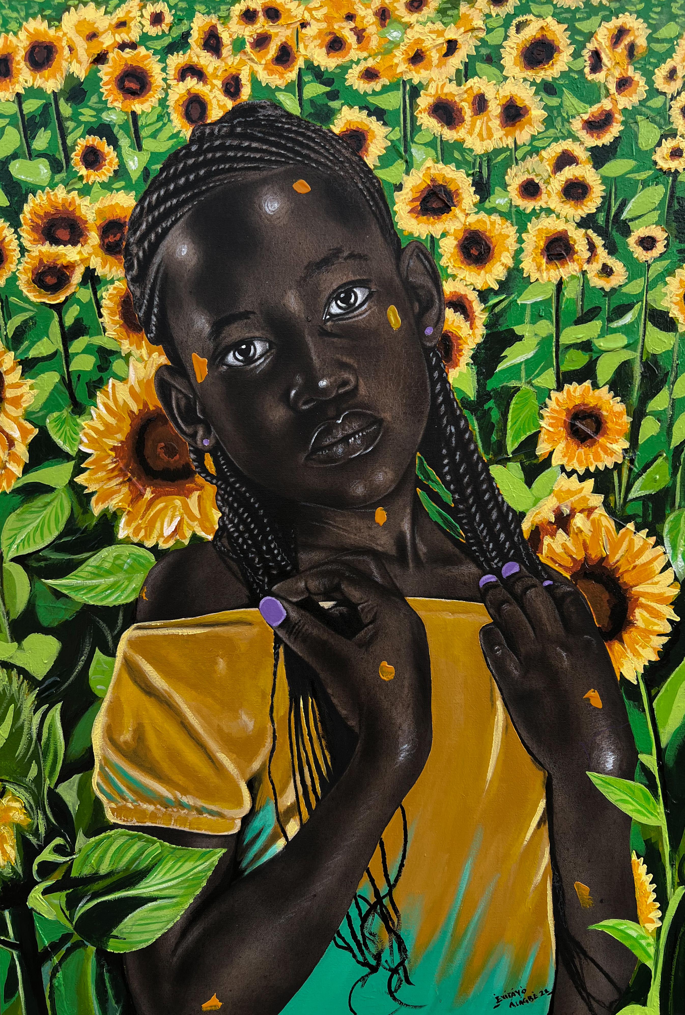 Sunflower Teaches Us So Much About Love - Mixed Media Art by Eyitayo Alagbe 