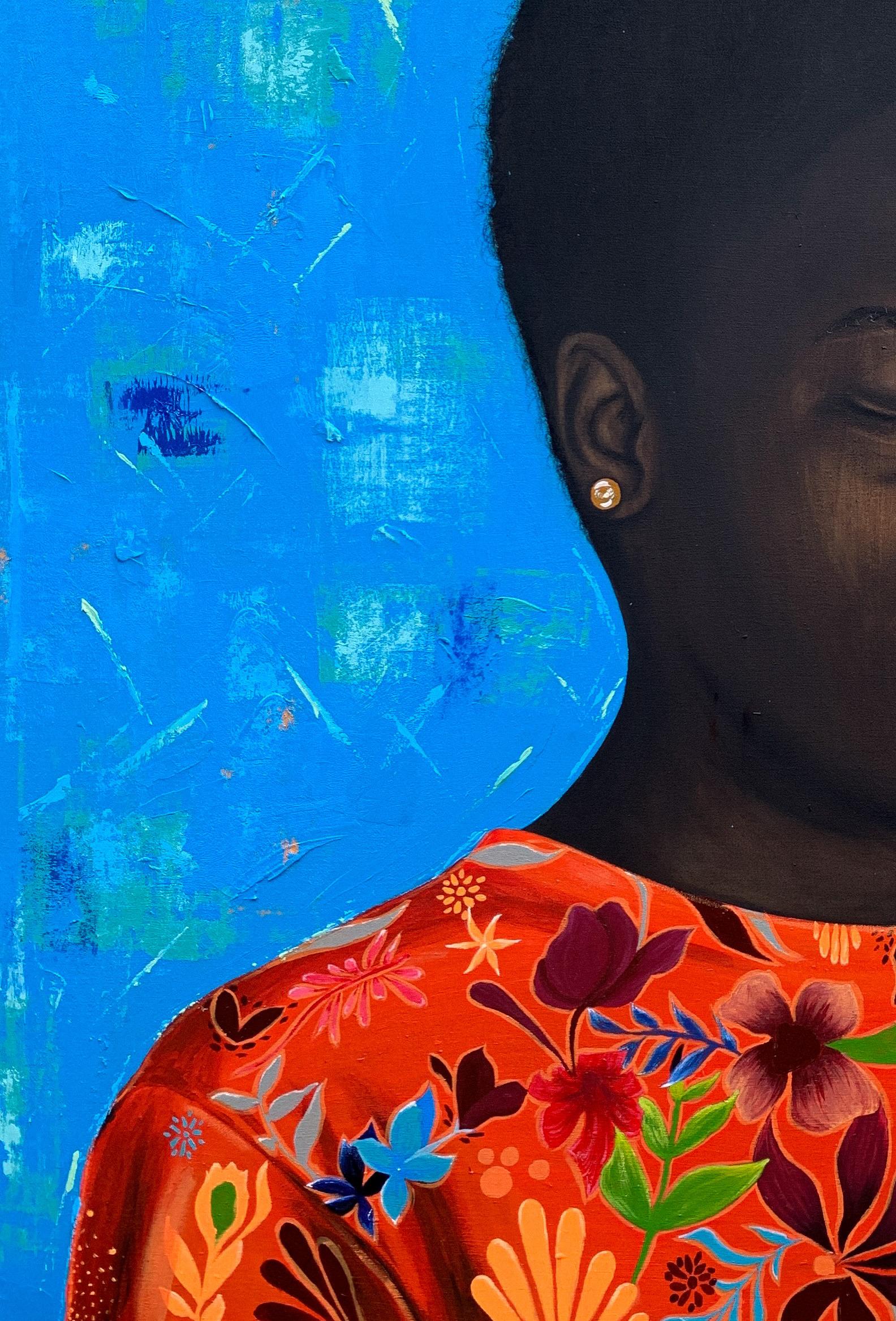 Thoughtful Damsel - 21st Century, Figurative Portrait, Women, African, Beautiful For Sale 5