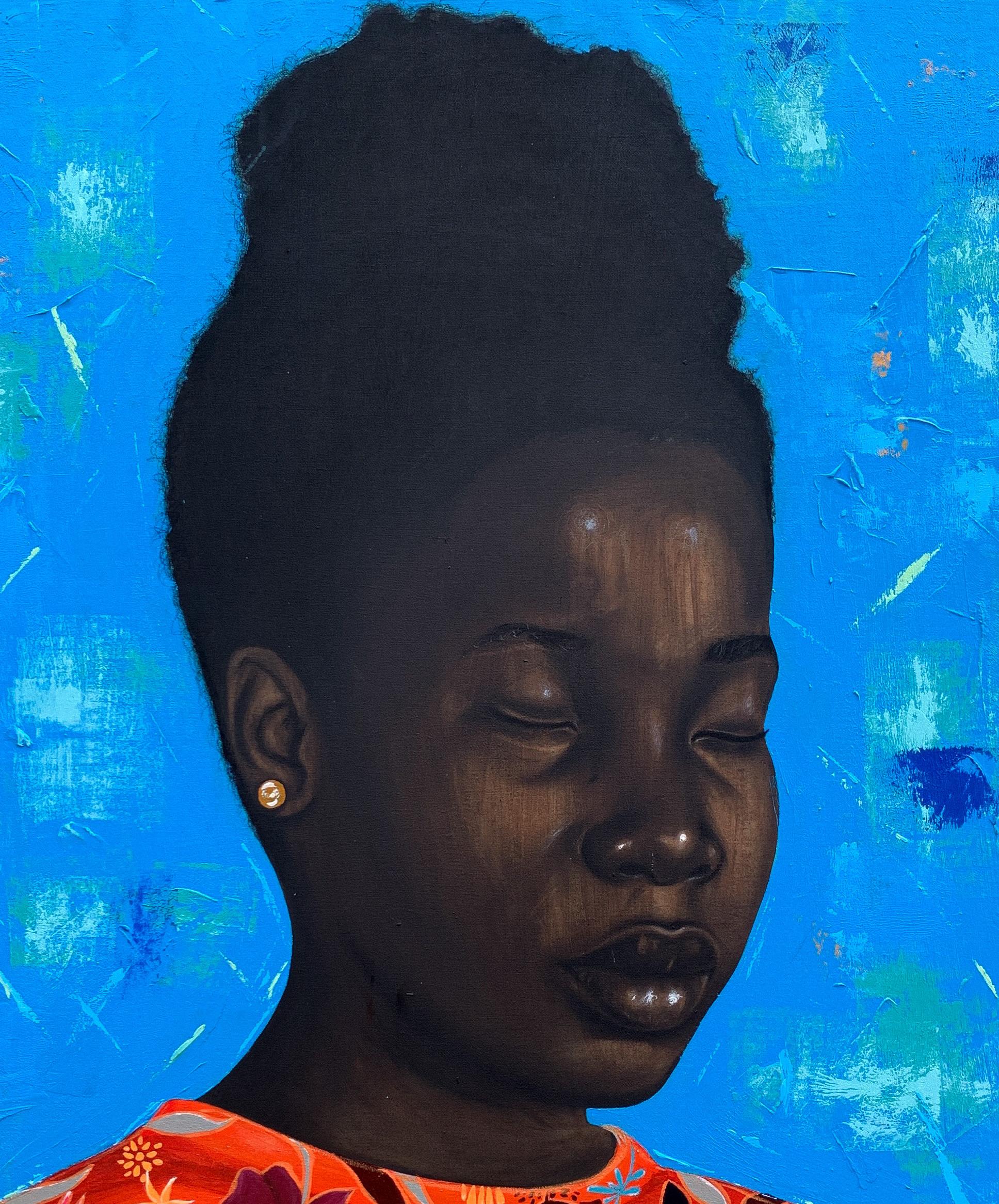 Thoughtful Damsel - 21st Century, Figurative Portrait, Women, African, Beautiful For Sale 6