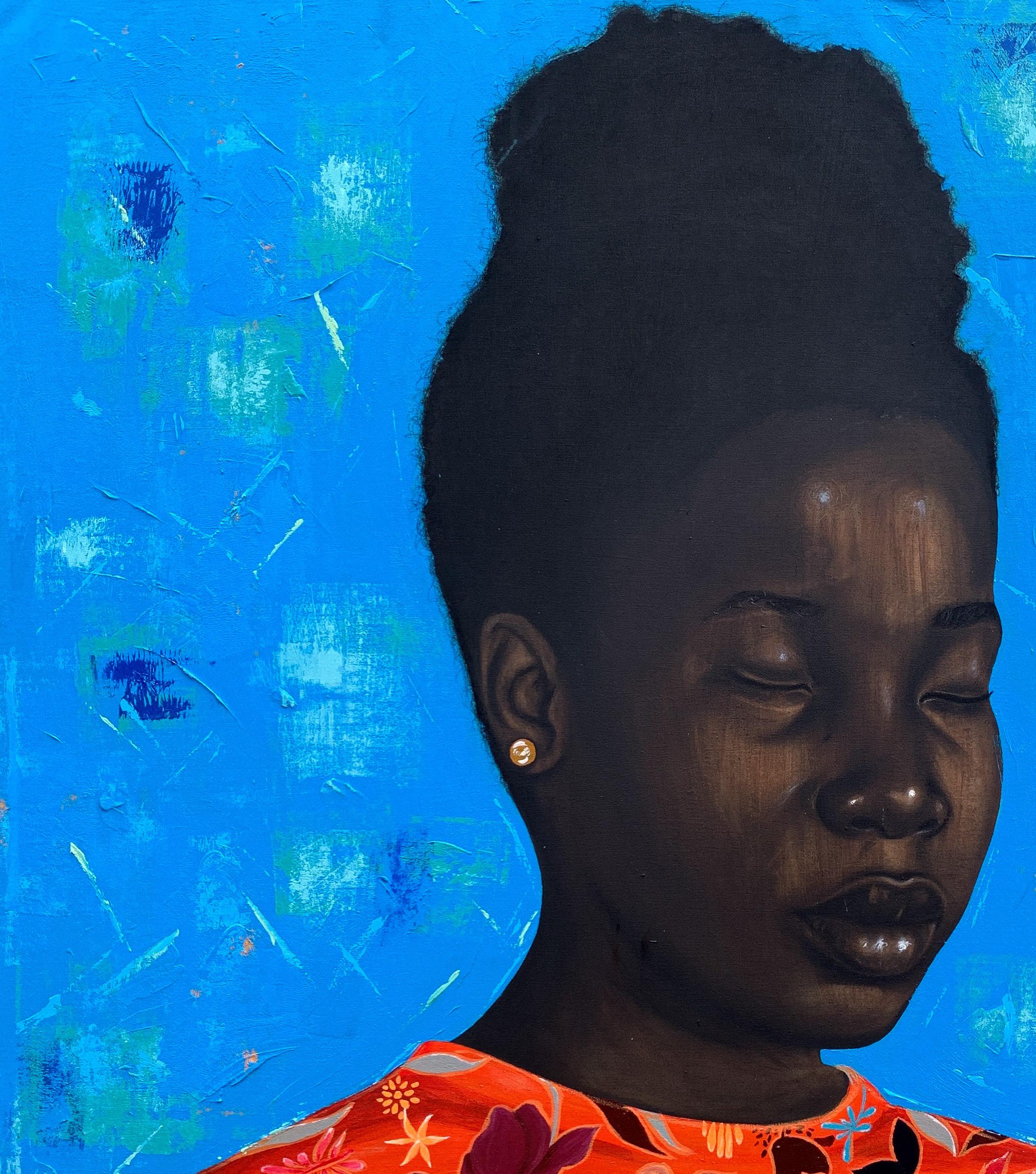 Thoughtful Damsel - 21st Century, Figurative Portrait, Women, African, Beautiful For Sale 1