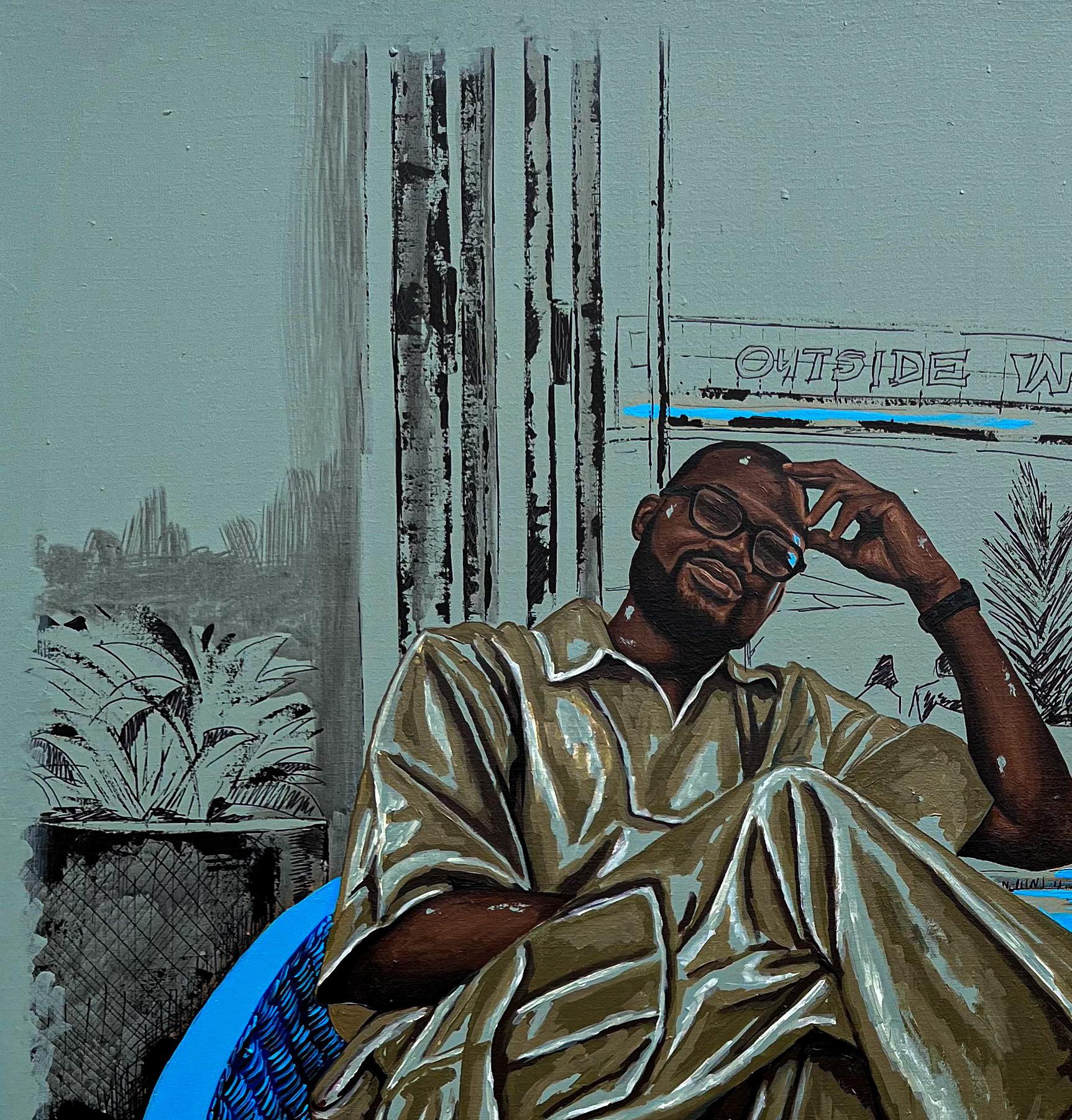 We Outside 1 (Escape Route) - 21st Century, Contemporary, Africa, Nike Sneakers - Expressionist Mixed Media Art by Eyitayo Alagbe 