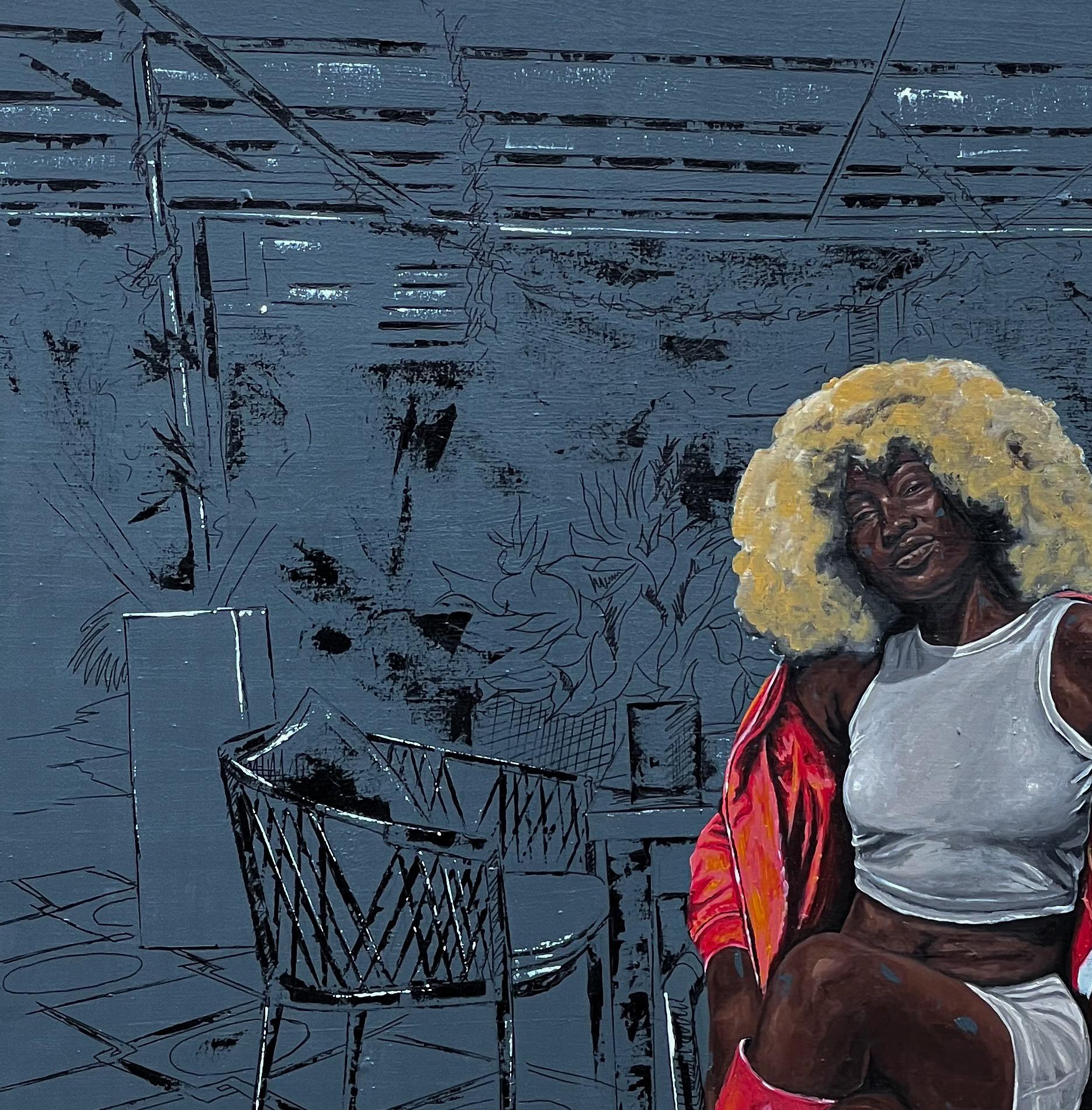 We Outside 2 (Lagos Baddie Girl) - Siglo XXI, Contemporáneo, Figurativo, Mujer - Mixed Media Art Expresionista de Eyitayo Alagbe 