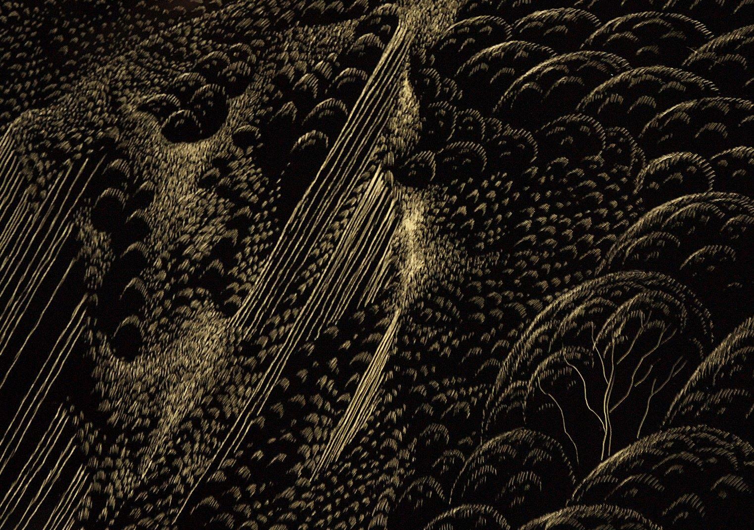 Ligne côtière, 2000 - Noir Landscape Painting par Eyvind Earle