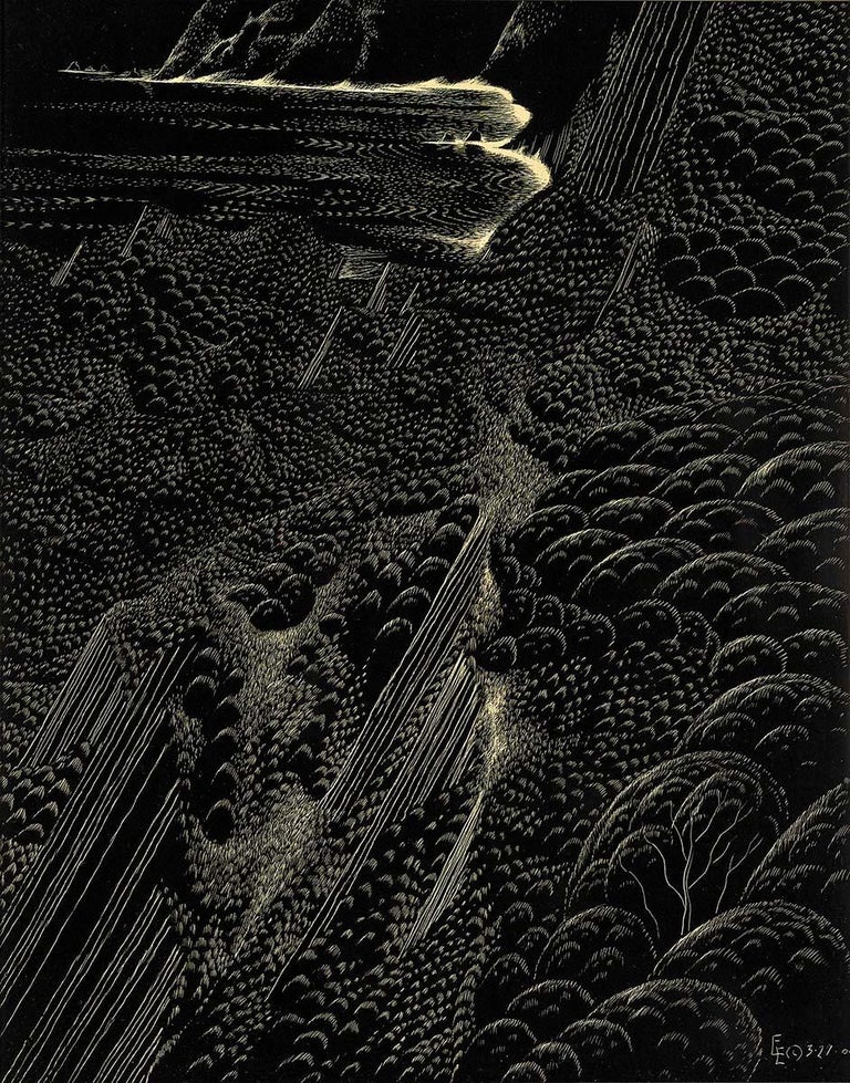 Tableau Original Rare Eyvind Earle 1997 - Acrylique Sur Panneau Signé, Cadre Inclus, Thème October Morning
