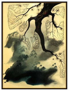 Eyvind Earle Original Oil Painting On Board Fog Mist Landscape Disney Artwork