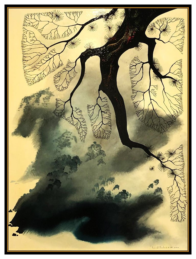 Tableau Original Eyvind Earle - Acrylique Sur Panneau Signé 1997 - Encadré - Occasion Rare
