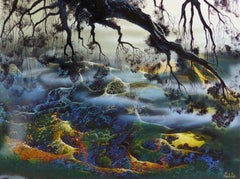 Eyvind Earle 'Fog Passes By' 1973 Serigrafia firmata e numerata