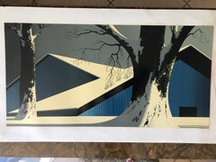 Vintage Eyvind Earle The Blue Barn in Winter