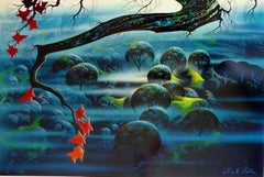 EYVIND EARLE "VALLE DEL MISTERO" 1973, SERIGRAFIA FIRMATA A MANO IN EDIZIONE LIMITATA