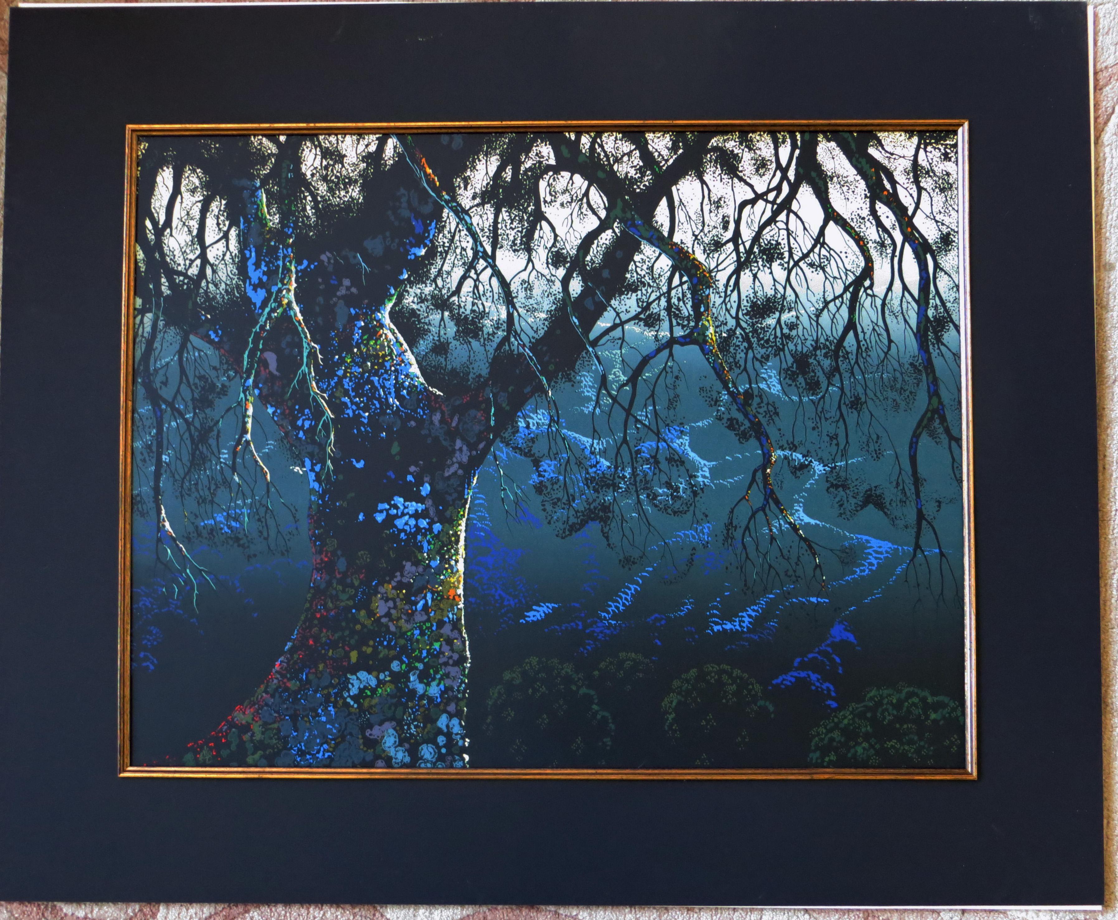Jewel Tree - Black Landscape Print by Eyvind Earle