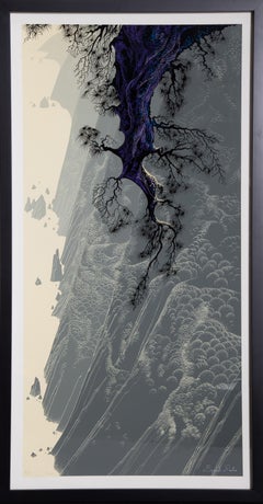 Vintage Mountain Rise, Zen Landscape Screenprint by Eyvind Earle