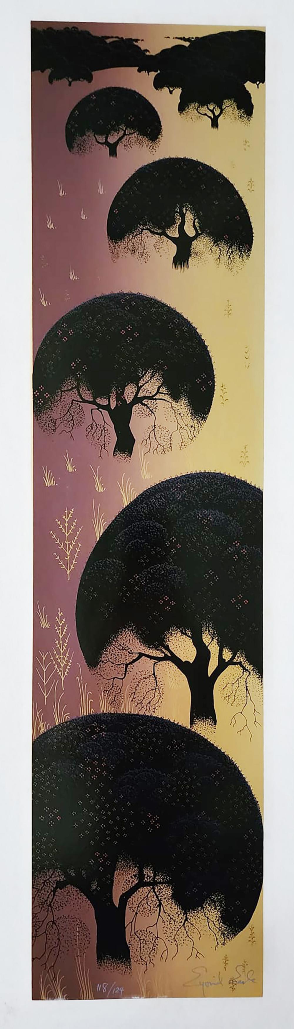 Eyvind Earle Landscape Print - 'SANTA YNEZ' 1974