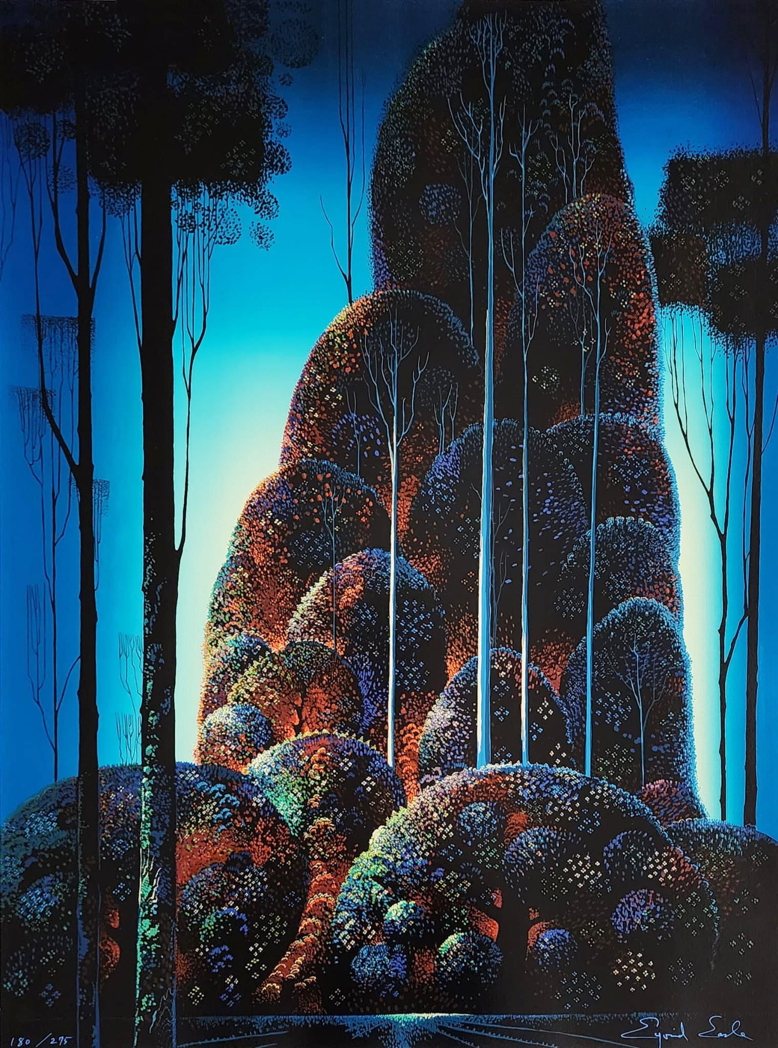 Eyvind Earle Landscape Print - 'TALL TREES' 1987