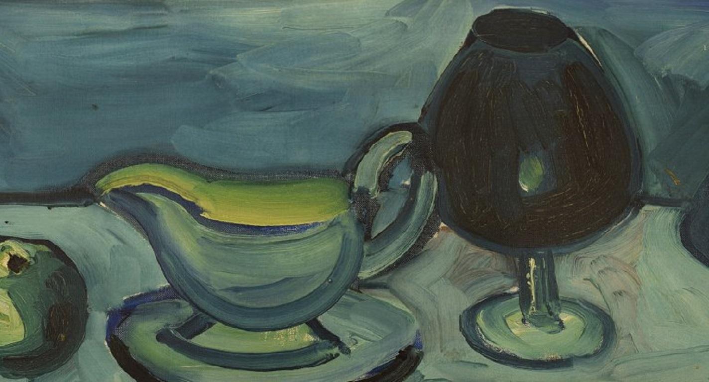 Mid-20th Century Eyvind Olesen, Denmark, Oil on Canvas, Modernist Still Life, 1967