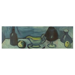 Eyvind Olesen, Denmark, Oil on Canvas, Modernist Still Life, 1967