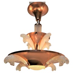 Lámpara Art Déco de cristal opalescente Ezan & Petitot