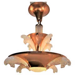 Ezan & Petitot Opalescent Glass Art Deco Chandelier