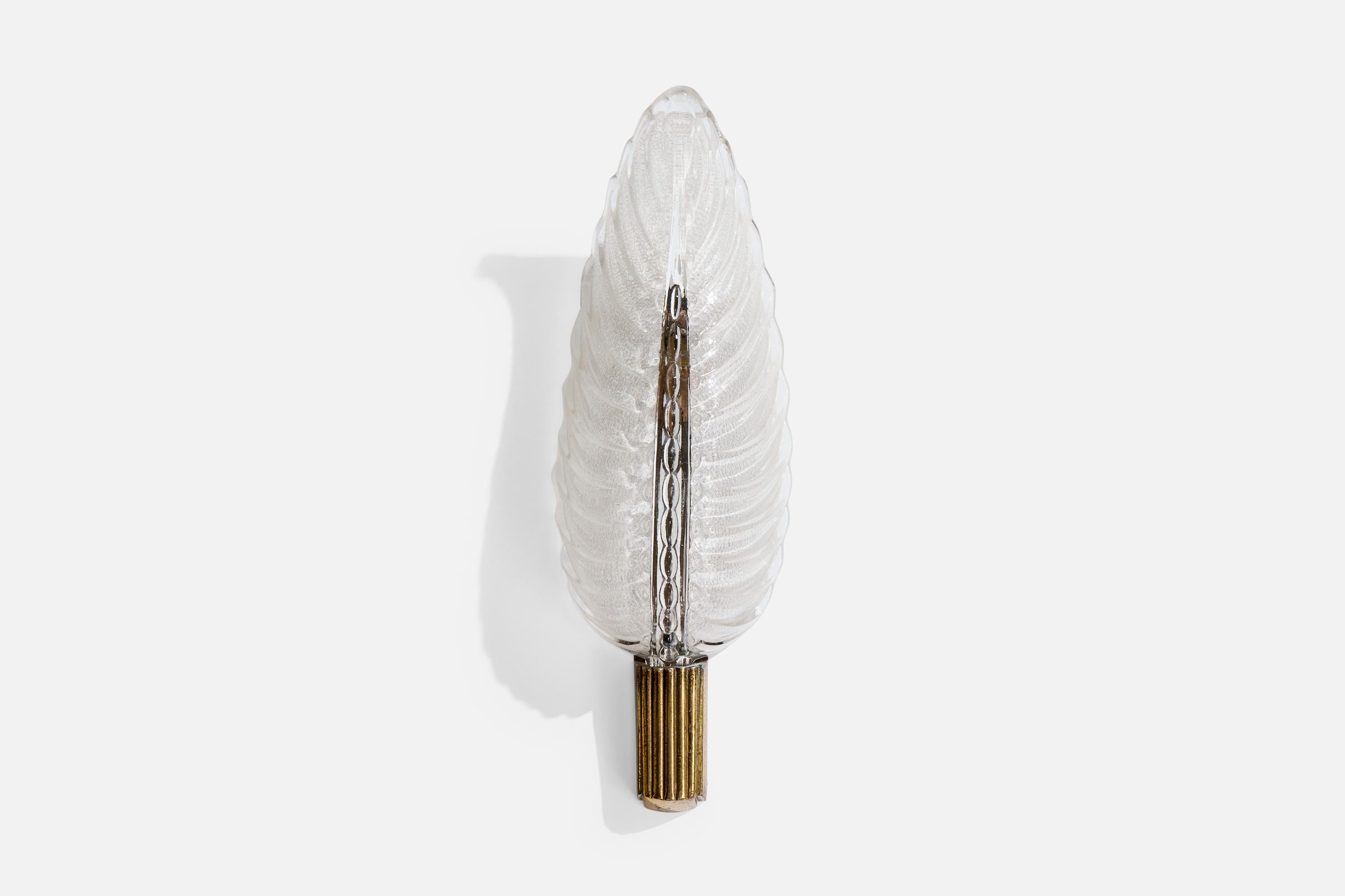 Ezan, Wandleuchte, Messing, Glas, Frankreich, 1940er Jahre (Moderne der Mitte des Jahrhunderts) im Angebot