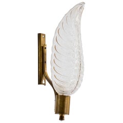 Ezan, Wall Light, Brass, Glass, France, 1940s