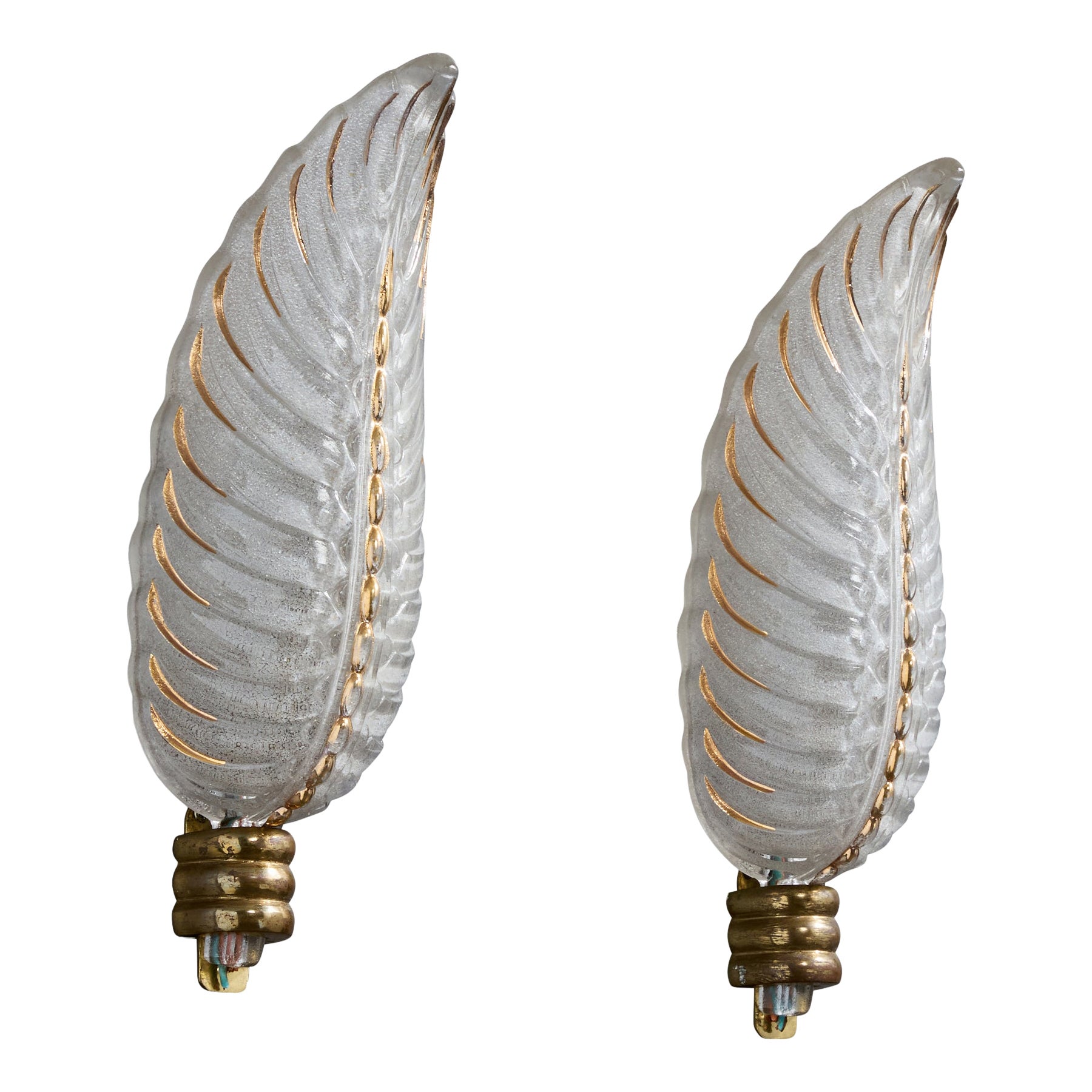 Ezan, Apliques, Latón, Vidrio, Francia, Años 40 en venta