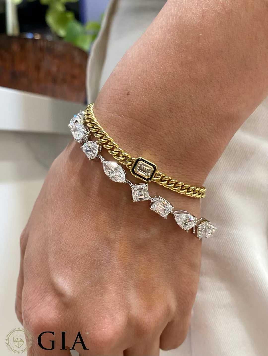 Taille mixte Eze Jewelry Bracelet en diamant certifié GIA de 1 carat chacun en vente