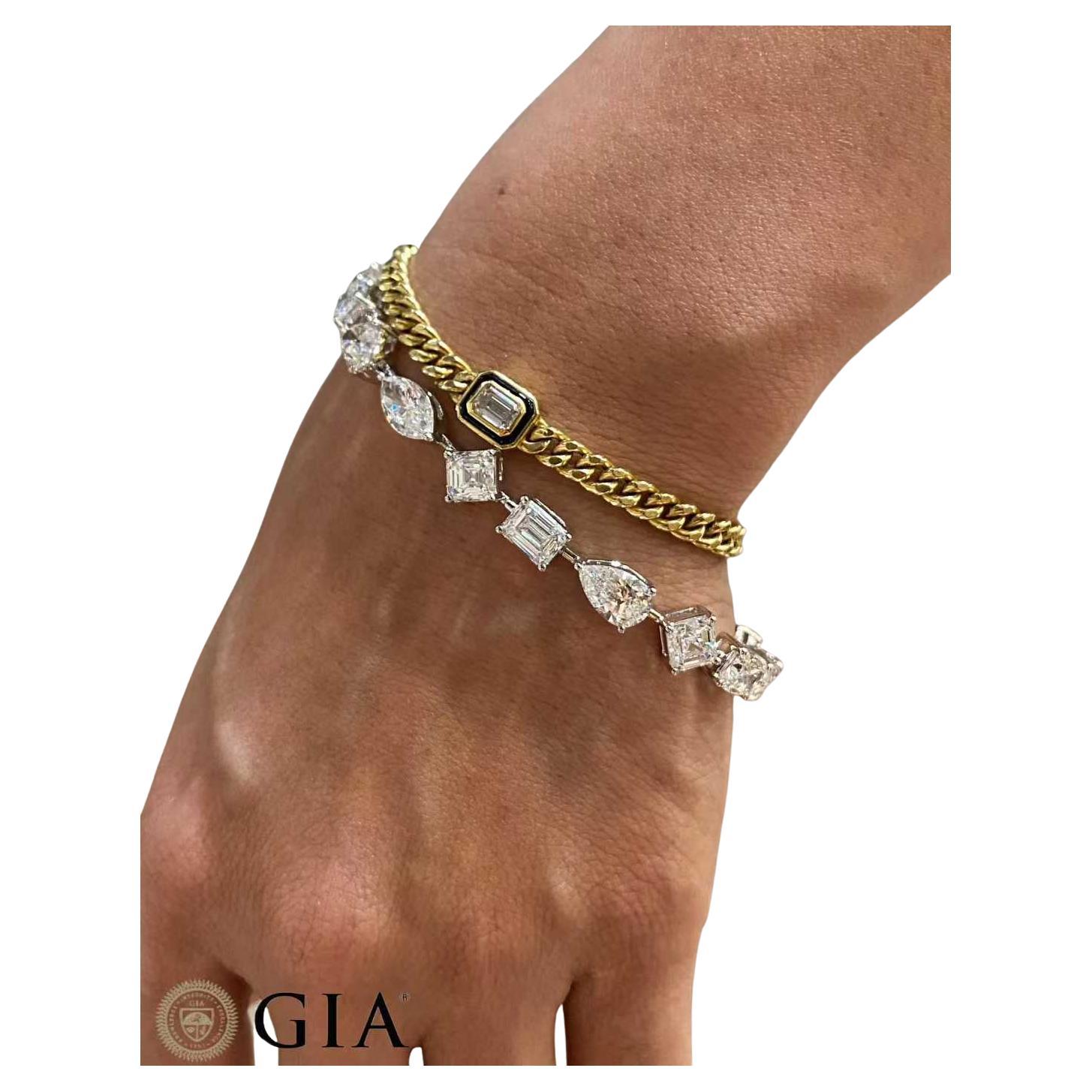Eze Jewelry Pulsera de diamantes de 1 quilate cada uno con certificado GIA
