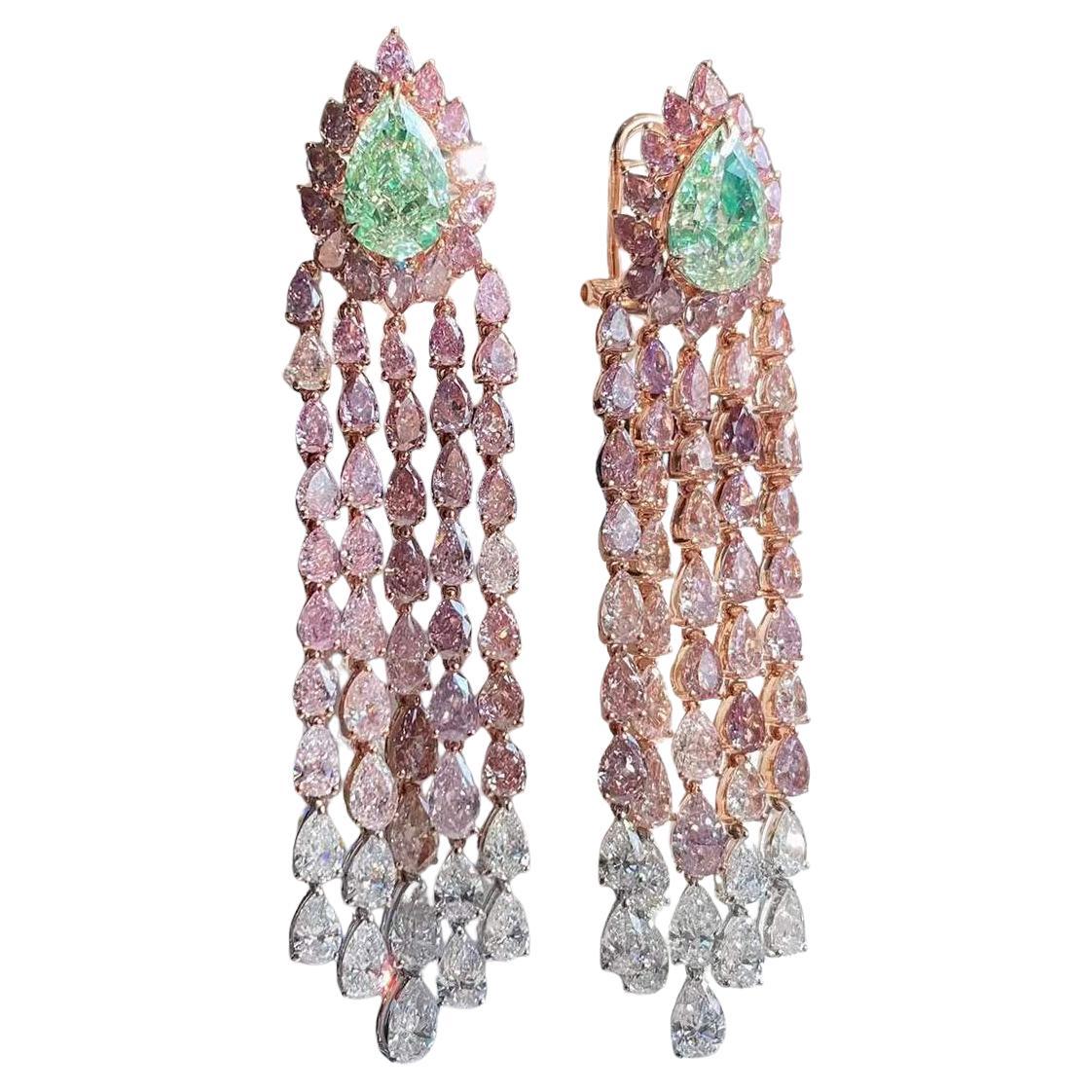 Orecchini con diamante verde certificato GIA di Eze Jewelry in vendita