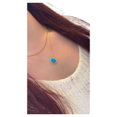 Eze Jewelry Blue Turquoise Diamond Pendant in 18K Gold, 0.40 Carats