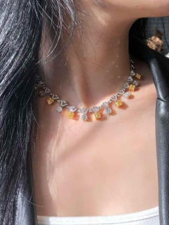 Eze Jewelry - Weißes und gelbes Diamant-Halsband aus 18K Weiß- und Gelbgold