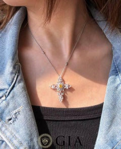 Joyas Eze - Cruz de Diamantes Amarillos