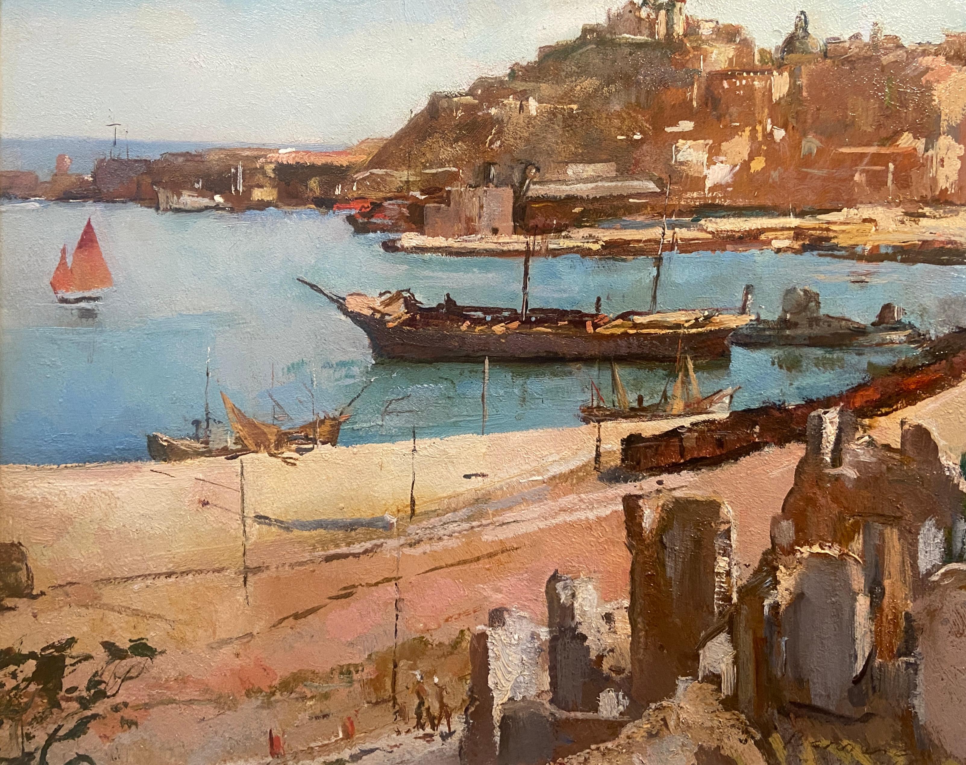 Ezelino Briante Landscape Painting - Harbour Scene