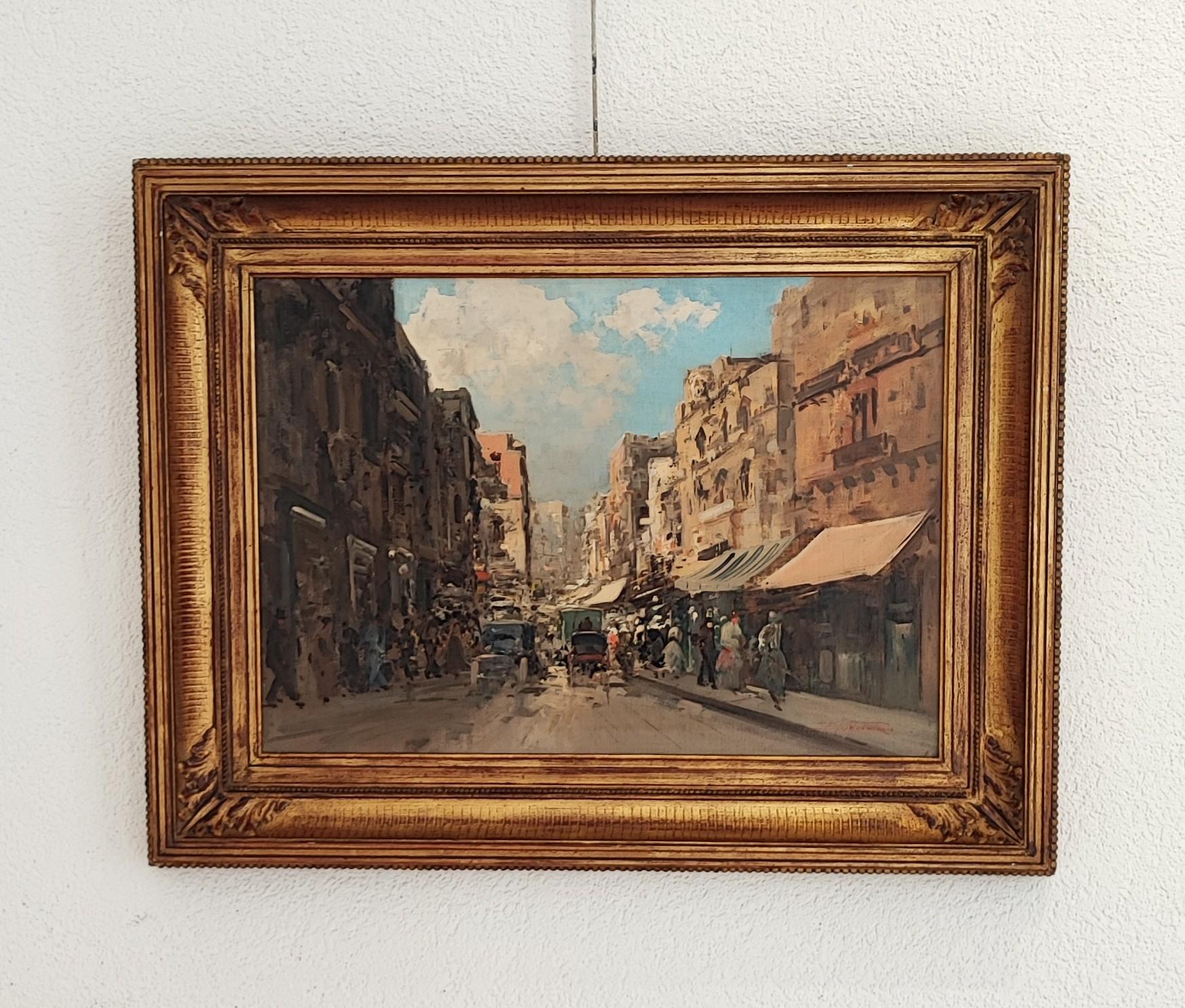 Calle comercial concurrida - Painting de Ezelino Briante