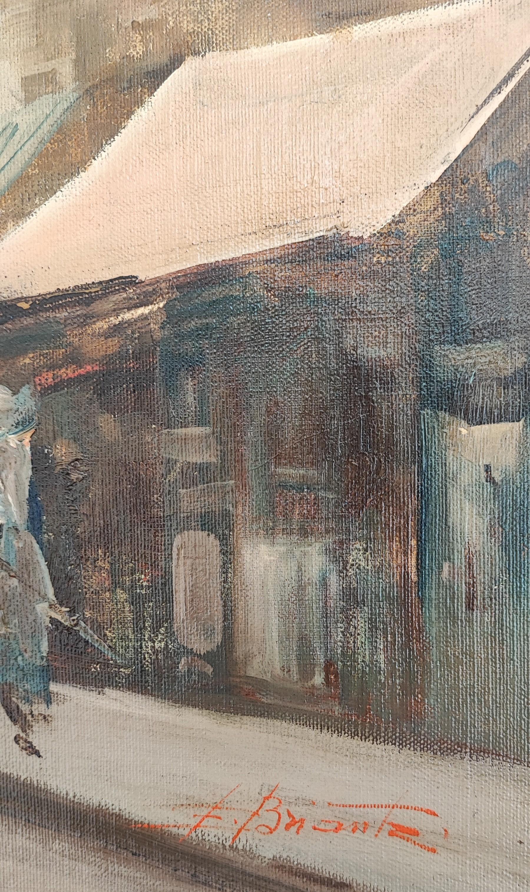 Calle comercial concurrida - Painting Escuela italiana de Ezelino Briante