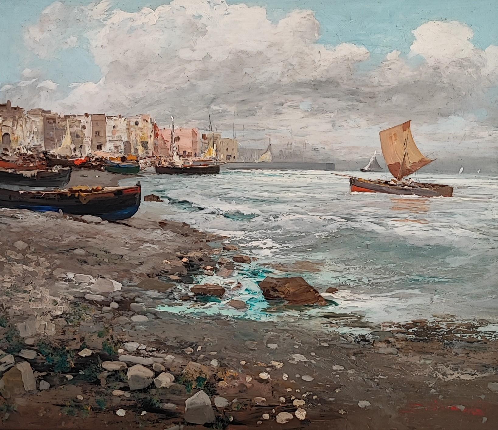 Ezelino Briante Landscape Painting - Coast near Naples