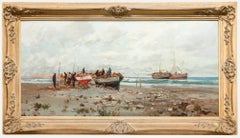 Ezelino Briante - Framed 20th Century Oil, Gathered by the Vessels