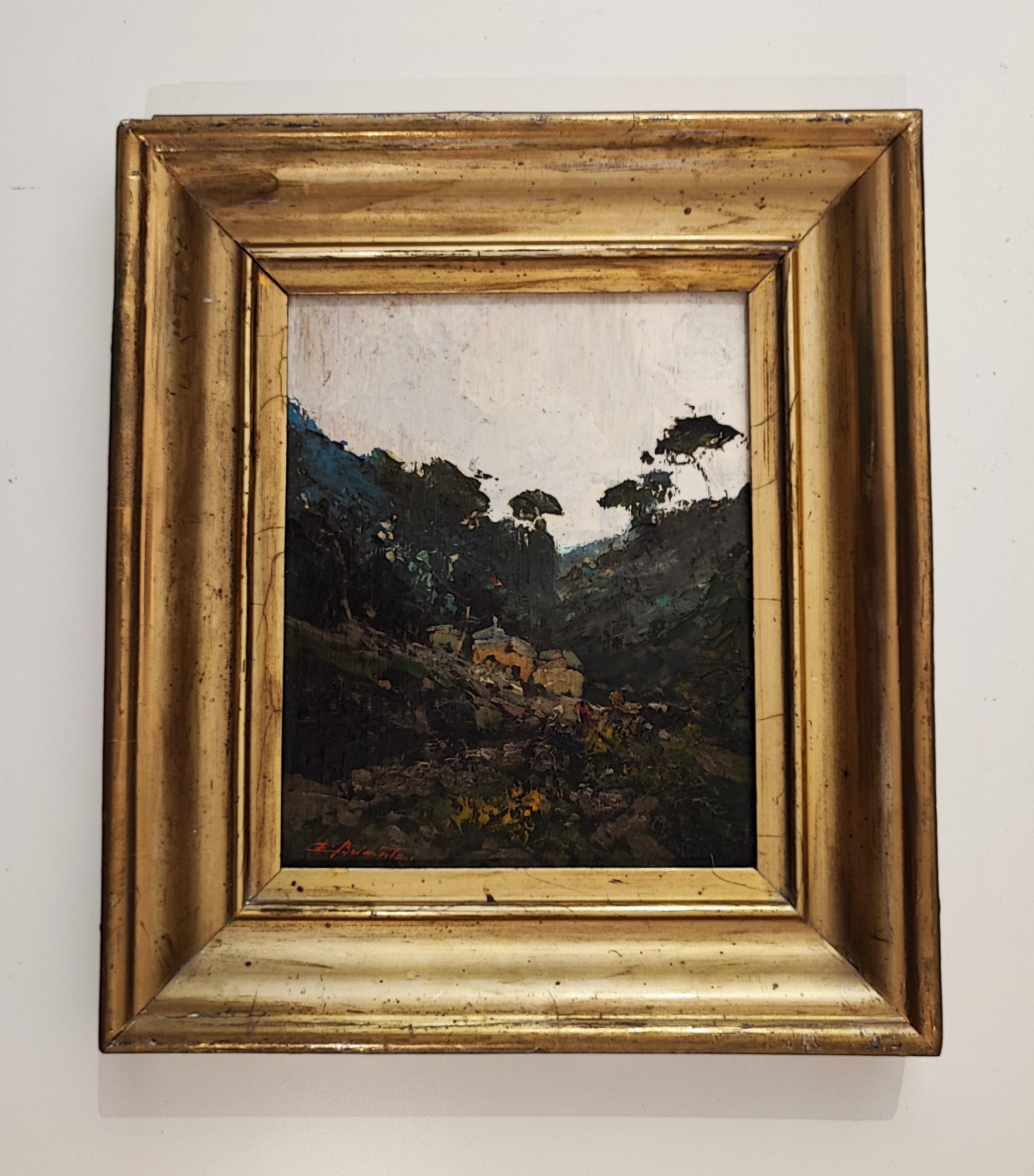 Landscape the Ligurian Coast - Painting by Ezelino Briante
