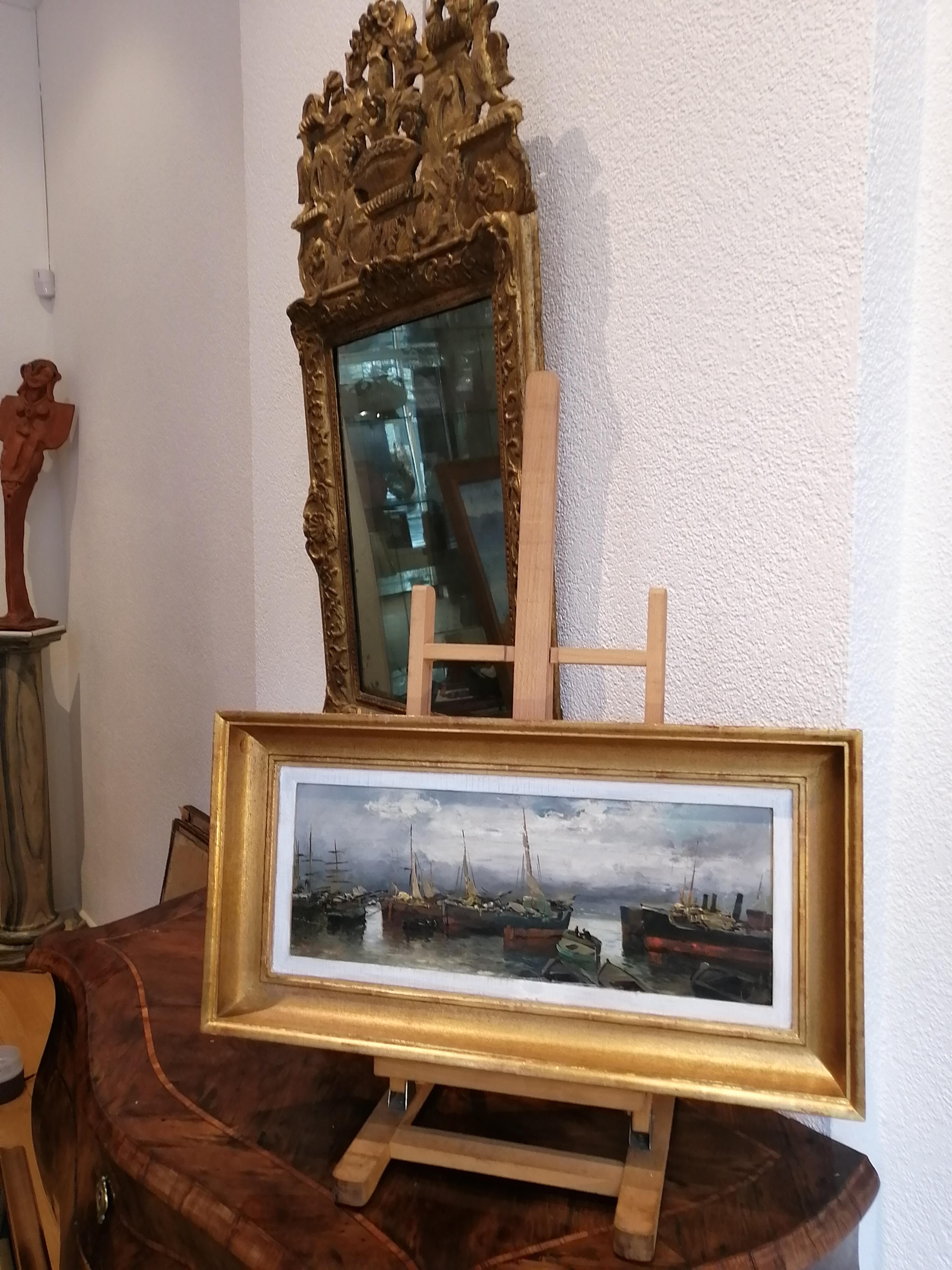 Puerto de Génova, Italia - Painting de Ezelino Briante