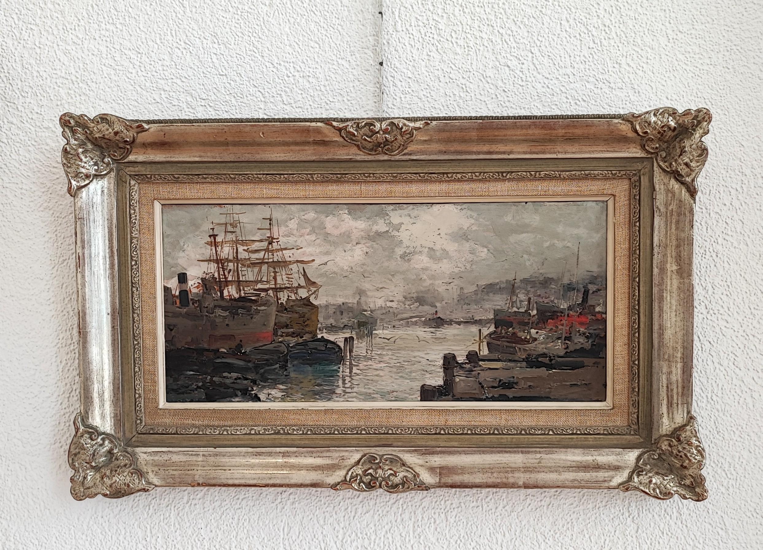 Port section - Painting by Ezelino Briante