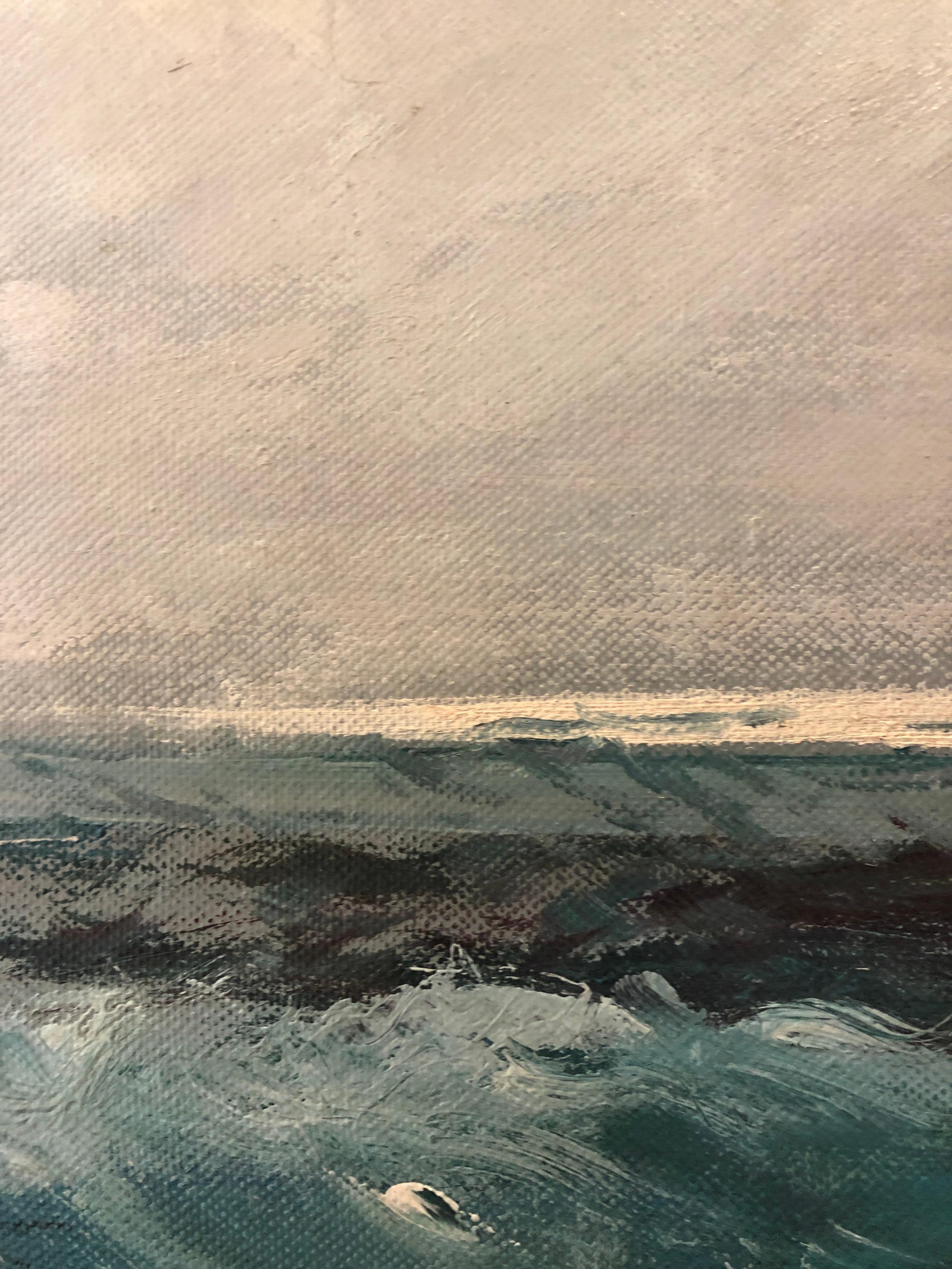 Sailboats at sea - Brown Landscape Painting by Ezelino Briante