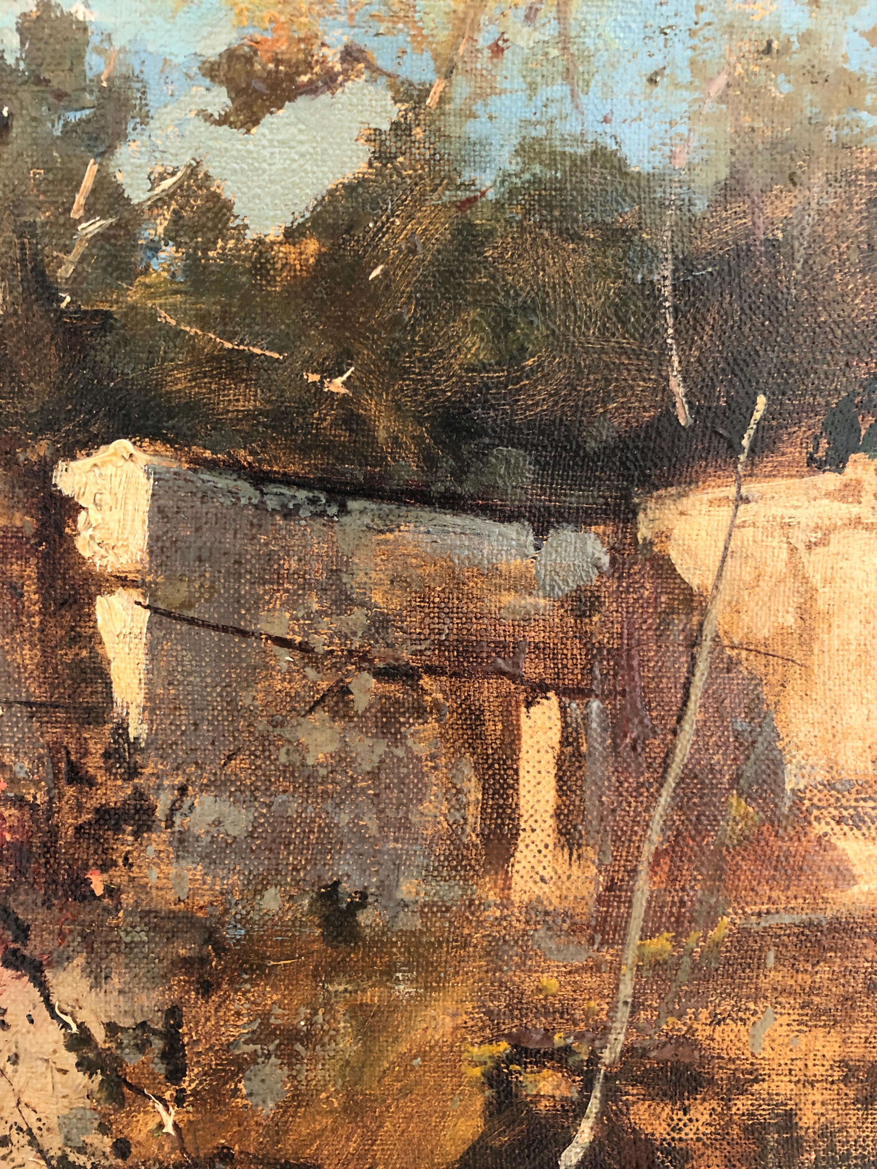 Obra sobre lienzo
Marco moldeado en madera dorada
67 x 87 x 7 cm