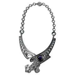Ezequiel Tapia Silver Necklace with 14K Gold and Amethyst 