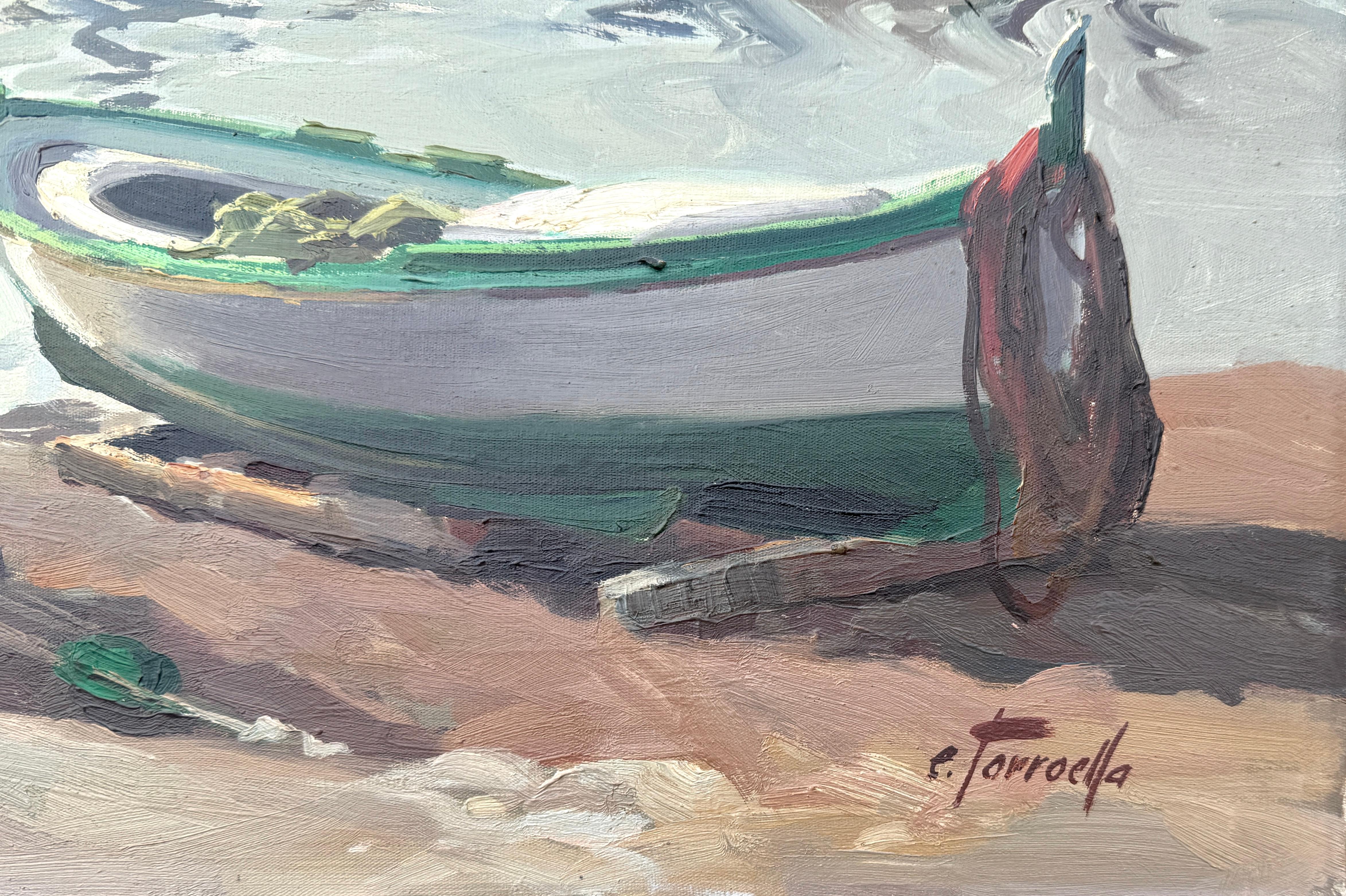 Palamos Espagne Costa Brava huile sur toile peinture paysage marin espagnol - Painting de Ezequiel Torroella