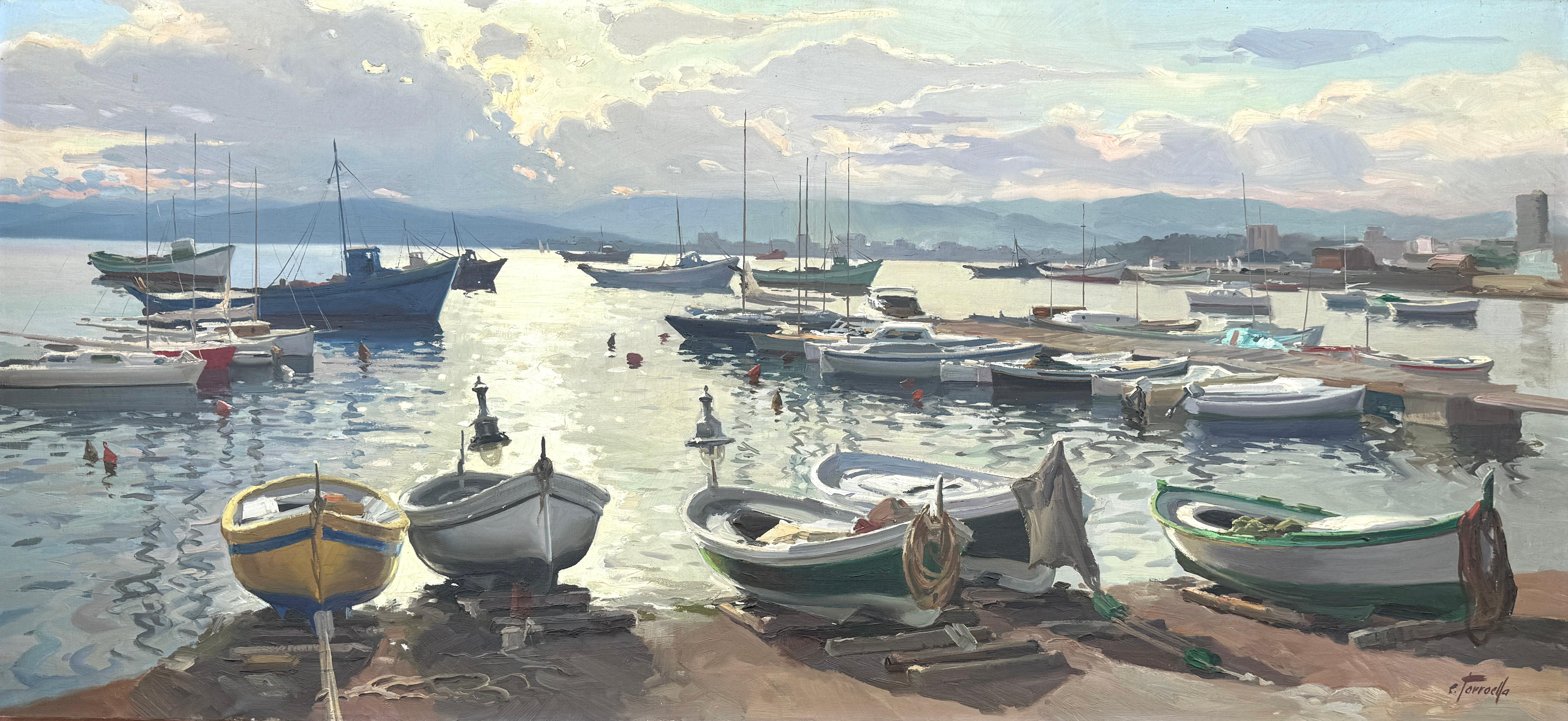 Landscape Painting Ezequiel Torroella - Palamos Espagne Costa Brava huile sur toile peinture paysage marin espagnol